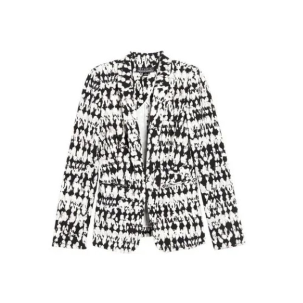 Badgley Mischka Studio Sylvie Stucco Print Notch Collar Stretch Blazer 6 NWT - Picture 13 of 13